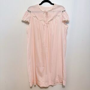 Barbizon Vintage Pink Lace Trim Nightgown Women's Large Cottagecore Granny